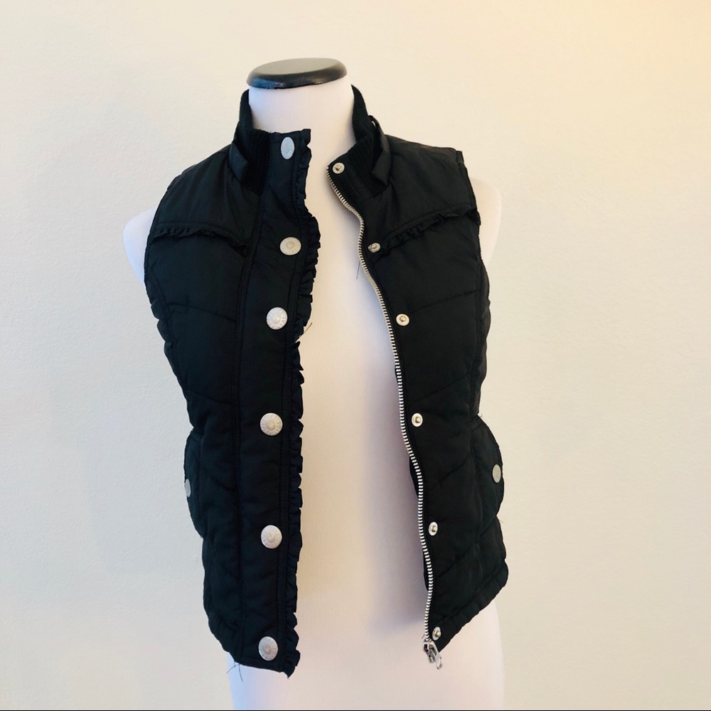 Justice | girls | black puffer vest, silver zipper - Picture 1 of 7